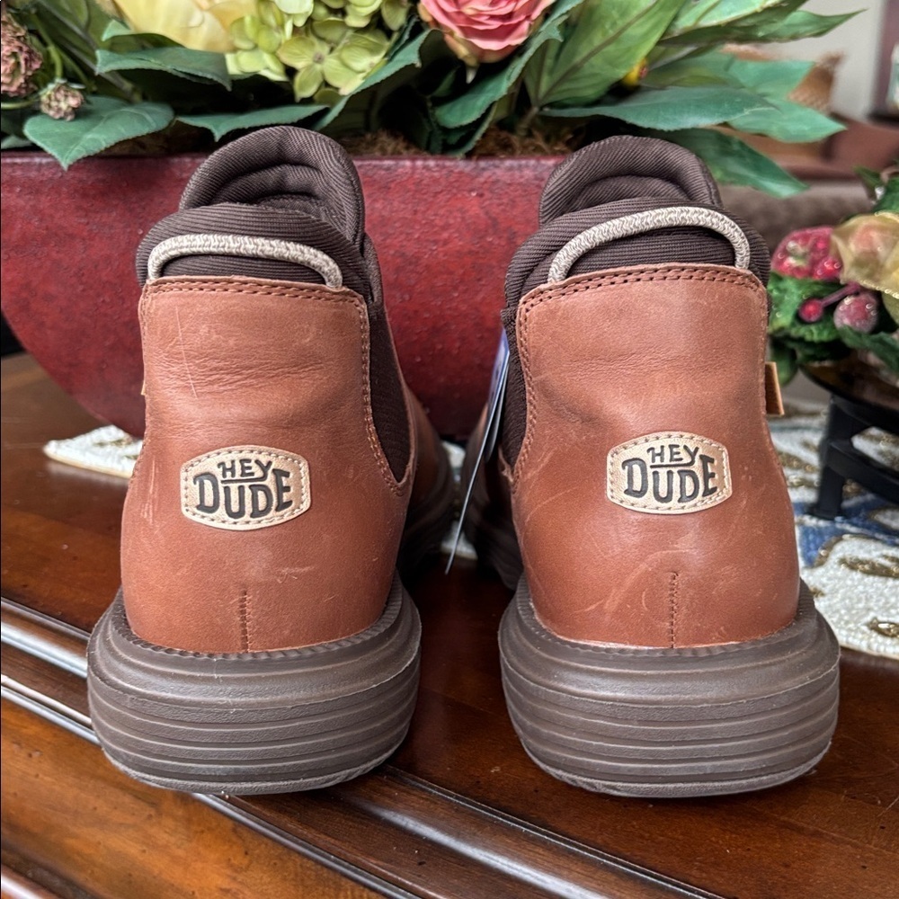 Brand New Hey Dude Branson Boot Craft Leather Cognac Slip On Casual Ankle Boots - Picture 4 of 16